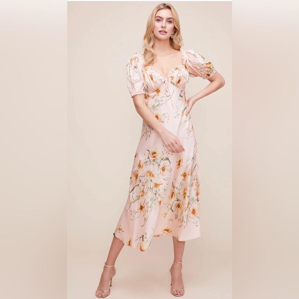 ASTR In Bloom Light Pink Floral Midi Dress